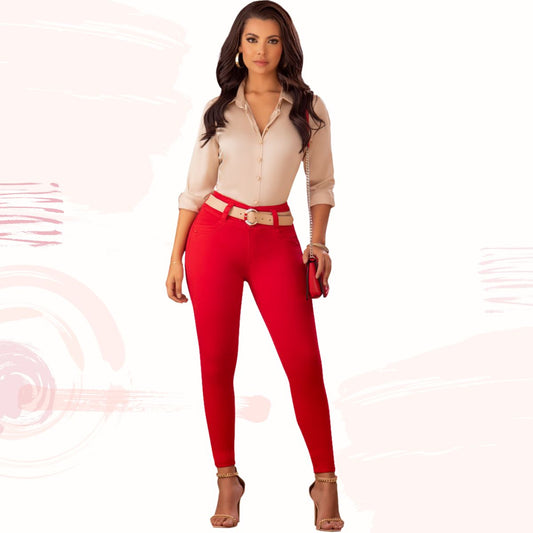 Jeans Push-Up Modellante Vita Alta, Effetto Lifting Glutei - Draxy 1549