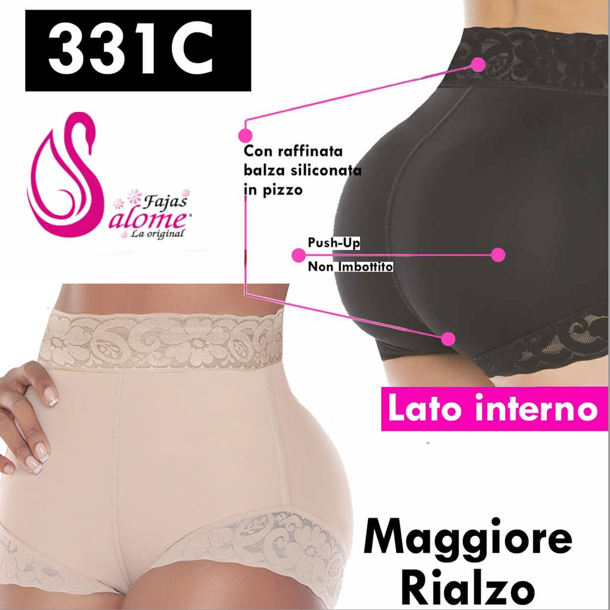 Culotte Push-Up, Alta Compressione Senza Imbottiture  331c Beige