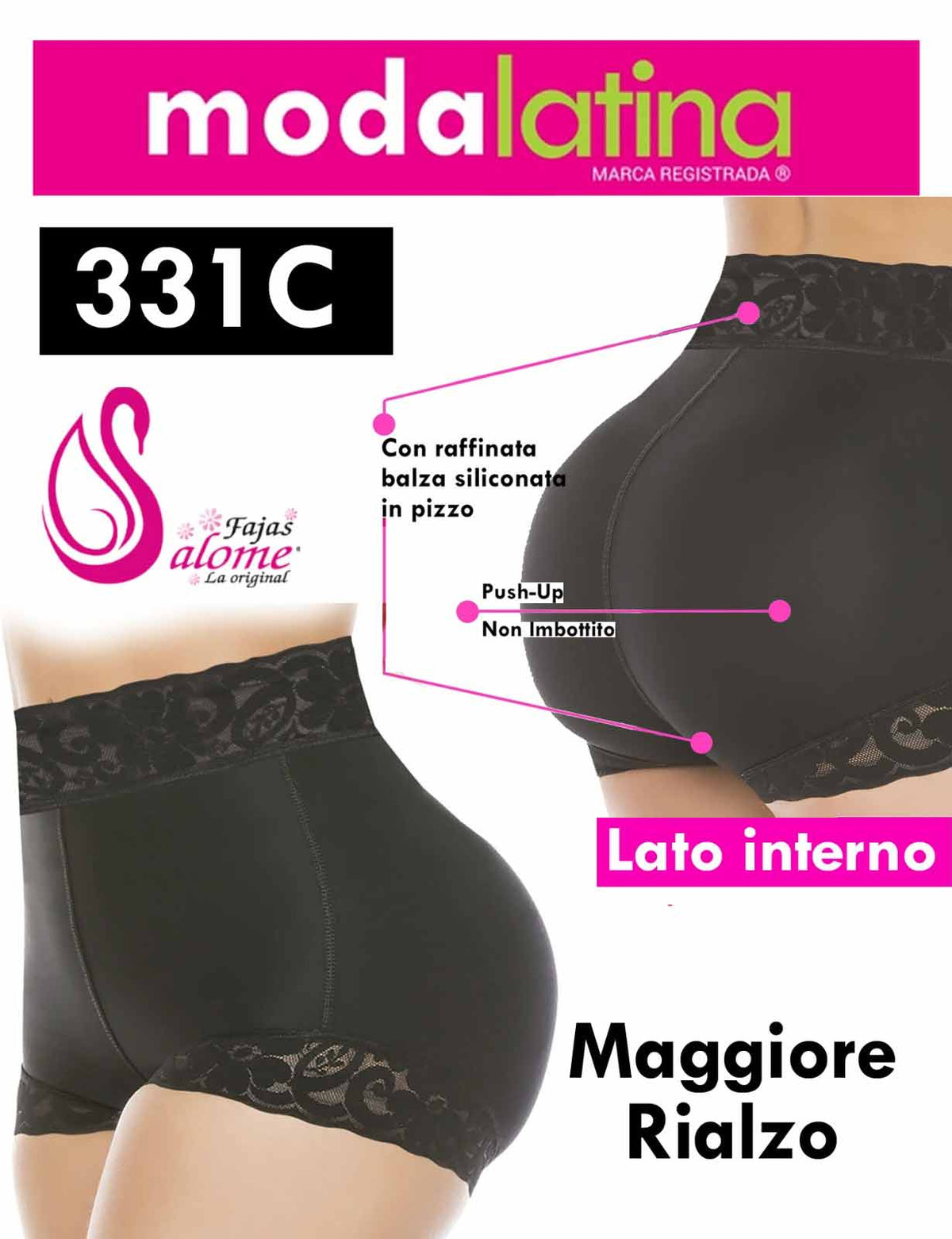 Culotte Push-Up, Alta Compressione Senza Imbottiture  331c Nero