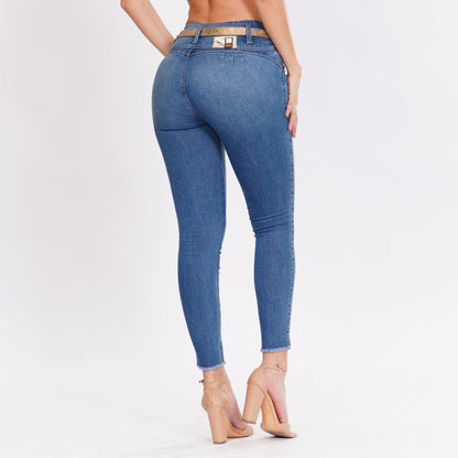 Jeans Push-Up Colombiano Vita Alta, Effetto Lifting Glutei - Divina 2807