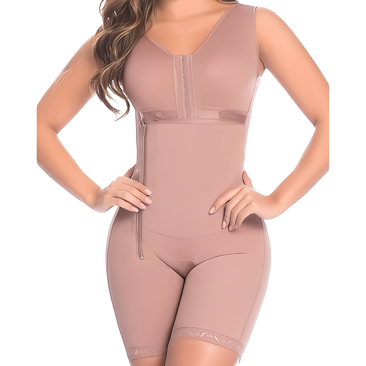 Guaina Modellante con Reggiseno Incorporato e Chiusura Laterale, Alta Compressione - F216