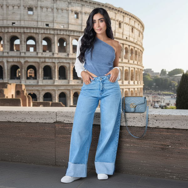 Jeans Colombiano Stilo Wide Leg Tiro Alto ⭐⭐⭐⭐⭐ 2672